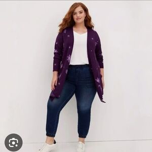 Torrid Plus Size 5X Tangled dream Top Knit Purple Drape Sweater Cardigan Princes